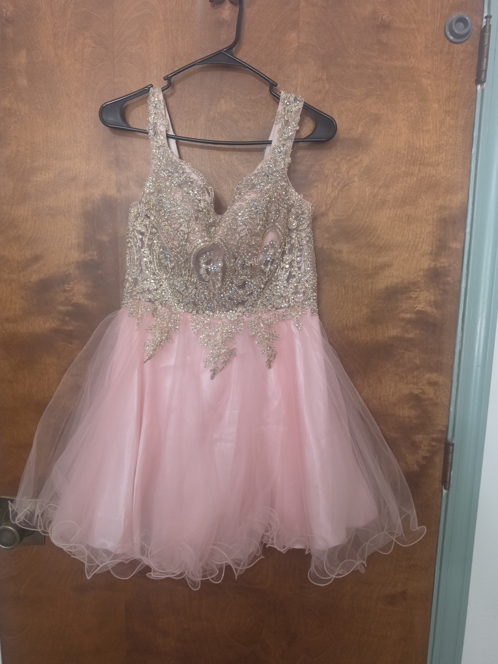Dancing Queen Pink Tulle Dress with Gold Beaded Bodice